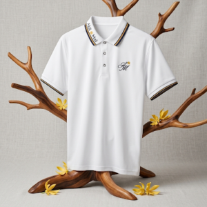 Polo Blanc – Finition Or & Noir